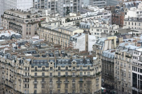 France, ile de france, paris 7e arrondissement, tour eiffel, interieur du monument concu par gustave eiffel, depuis le premier etage, panorama,