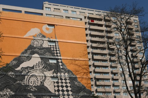 france, region ile de france, paris 13e arrondissement, boulevard de l'hopital, immeuble, mur peint,


Date : 2011-2012