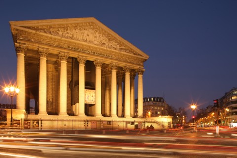 France, ile de france, paris 8e arrondissement, place de la madeleine, eglise de la madeleine, colonnes,