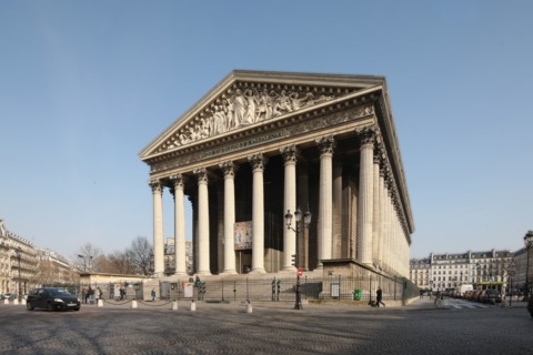 France, ile de france, paris 8e arrondissement, place de la madeleine, eglise de la madeleine, colonnes,