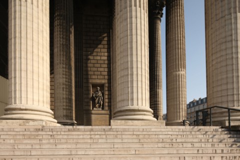 France, ile de france, paris 8e arrondissement, place de la madeleine, eglise de la madeleine, colonnes,