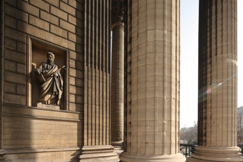 France, ile de france, paris 8e arrondissement, place de la madeleine, eglise de la madeleine, colonnes,