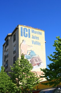 France, ile de france, paris 18e arrondissement, puces de saint ouen, rue jules valles pres du marche jules valles, mur peint, fresque,