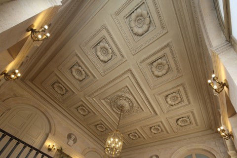 France, ile de france, paris 9e, 9 rue drouot, mairie du 9e arrondissement, hotel d'augny, grand escalier, detail plafond a caissons,


Date : Ete 2012