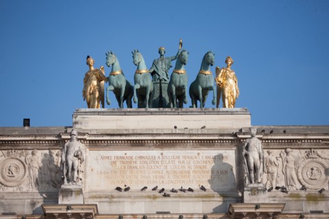 France, Region Ile de France, Paris, 1er arrondissement, Tuileries, Arc de Triomphe du Carrousel, quadrige,