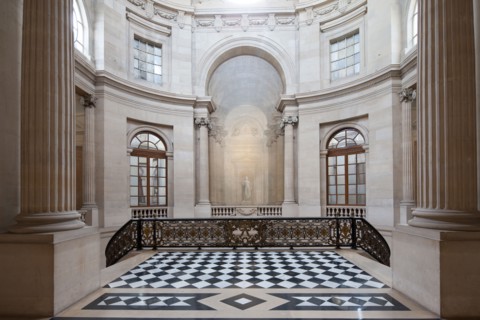 France, Region Ile de France, Paris 1er arrondissement, place du Palais Royal, Conseil d'Etat, grand escalier d'honneur, architecte Pierre Contant d'Ivry,