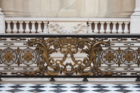 France, Region Ile de France, Paris 1er arrondissement, place du Palais Royal, Conseil d'Etat, grand escalier d'honneur, architecte Pierre Contant d'Ivry,