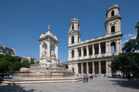 France, Region Ile de France, Paris 6e arrondissement, place Saint-Sulpice, eglise Saint-Sulpice, facade,