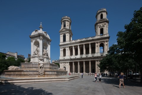 France, Region Ile de France, Paris 6e arrondissement, place Saint-Sulpice, eglise Saint-Sulpice, facade,