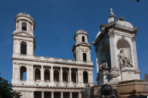 France, Region Ile de France, Paris 6e arrondissement, place Saint-Sulpice, eglise Saint-Sulpice