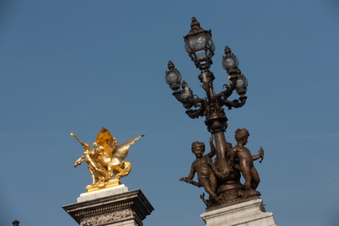 France, Region Ile de France, Paris 7e arrondissement, Pont Alexandre III, detail, berges,