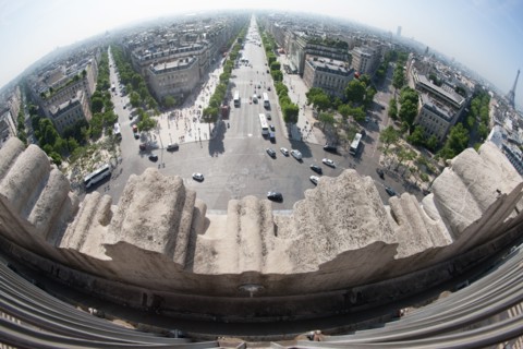 France, Region Ile de France, Paris 8e arrondissement, place Charles de Gaulle, place de l'Etoile, au sommet de l'Arc de Triomphe, panorama