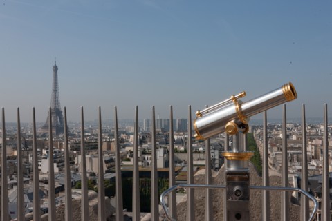 France, Region Ile de France, Paris 8e arrondissement, place Charles de Gaulle, place de l'Etoile, au sommet de l'Arc de Triomphe, panorama