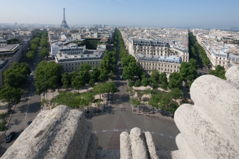 France, Region Ile de France, Paris 8e arrondissement, place Charles de Gaulle, place de l'Etoile, au sommet de l'Arc de Triomphe, panorama