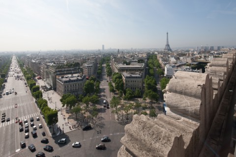 France, Region Ile de France, Paris 8e arrondissement, place Charles de Gaulle, place de l'Etoile, au sommet de l'Arc de Triomphe, panorama