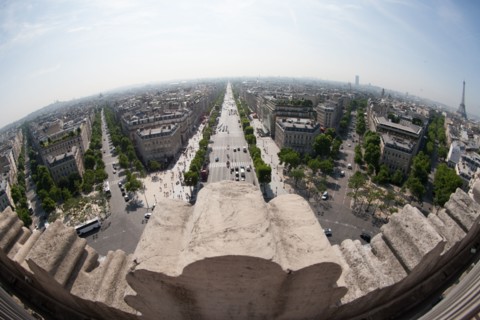 France, Region Ile de France, Paris 8e arrondissement, place Charles de Gaulle, place de l'Etoile, au sommet de l'Arc de Triomphe, panorama