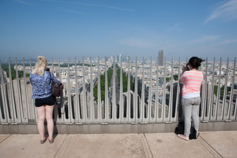 France, Region Ile de France, Paris 8e arrondissement, place Charles de Gaulle, place de l'Etoile, au sommet de l'Arc de Triomphe, panorama