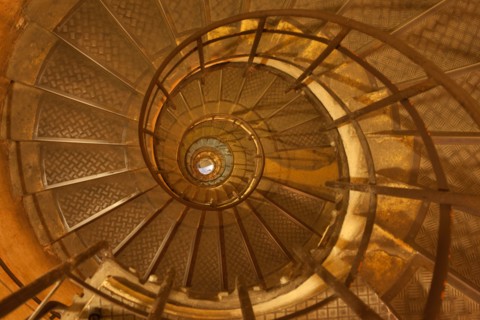France, Region Ile de France, Paris 8e arrondissement, place Charles de Gaulle, place de l'Etoile, au sommet de l'Arc de Triomphe, escalier