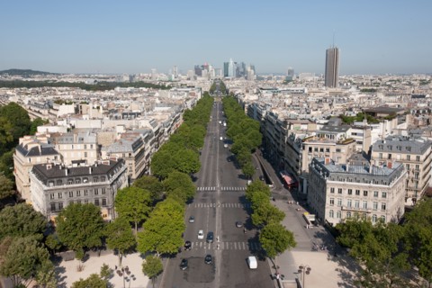 France, Region Ile de France, Paris 8e arrondissement, place Charles de Gaulle, place de l'Etoile, au sommet de l'Arc de Triomphe, panorama,