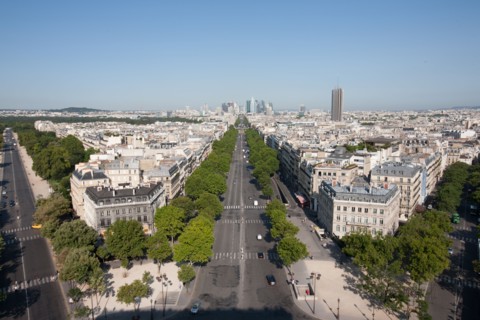France, Region Ile de France, Paris 8e arrondissement, place Charles de Gaulle, place de l'Etoile, au sommet de l'Arc de Triomphe, panorama,