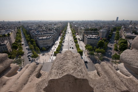 France, Region Ile de France, Paris 8e arrondissement, place Charles de Gaulle, place de l'Etoile, au sommet de l'Arc de Triomphe, panorama,