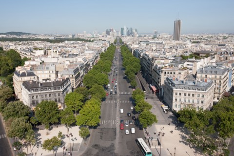 France, Region Ile de France, Paris 8e arrondissement, place Charles de Gaulle, place de l'Etoile, au sommet de l'Arc de Triomphe, panorama,