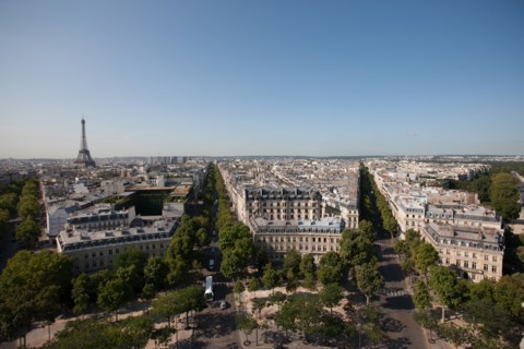 France, Region Ile de France, Paris 8e arrondissement, place Charles de Gaulle, place de l'Etoile, au sommet de l'Arc de Triomphe, panorama,