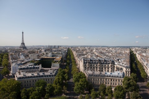 France, Region Ile de France, Paris 8e arrondissement, place Charles de Gaulle, place de l'Etoile, au sommet de l'Arc de Triomphe, panorama,