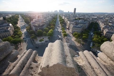 France, Region Ile de France, Paris 8e arrondissement, place Charles de Gaulle, place de l'Etoile, au sommet de l'Arc de Triomphe, panorama,