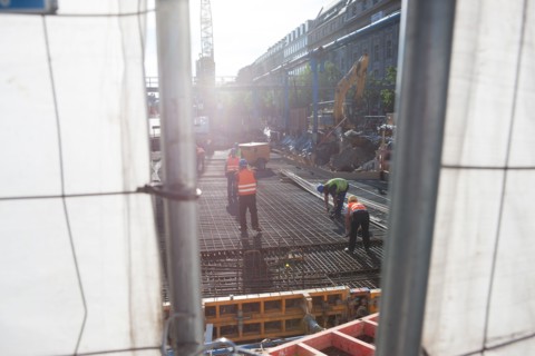 Germany, Allemagne, Berlin, mitte, Friedrichstrasse, travaux du futur metro, grues,