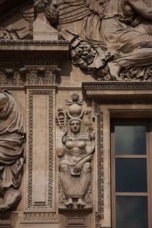 France, Ile de France, Paris 1er arrondissement, musee du Louvre, Cour Carree, aile Lemercier, fronton, detail, sculpture, bas relief, haut relief,