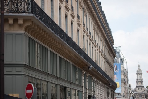 France, Ile de France, Paris, 9e arrondissement, rue de la Chaussee d'Antin, angle de la rue Meyerbeer, facades, balcon filant,