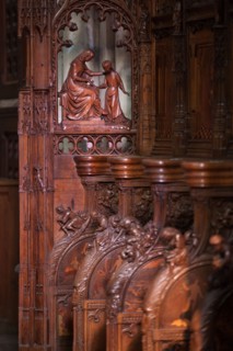 France, Ile de France, Seine Saint Denis, basilique de Saint-Denis, necropole des rois de France, stalles du choeur,