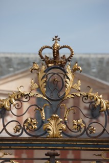 France, Ile de France, Val de Marne, Boissy Saint Leger, centre de Grosbois, grille du chateau de Grosbois et chiffre de Wagram sur la grille,