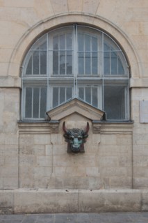 France, Ile de France, Paris, 4e arrondissement, Le Marais, rue des Hospitalieres Saint Gervais, tetes de taureau, ecole maternelle,