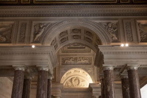 France, Ile de France, Paris 1er arrondissement, musee du Louvre, aile Denon, salle Percier et Fontaine, ancien escalier dessine par Percier et Fontaine dont il ne reste que les colonnes,