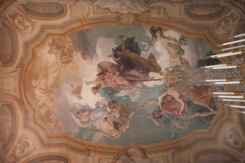 France, Ile de France, Paris 7e arrondissement, Hotel de Salm, rue de Lille, Grande Chancellerie de la Legion d'Honneur, Palais de la Legion d'Honneur, Musee, architecte Pierre Rousseau, plafond du sa...