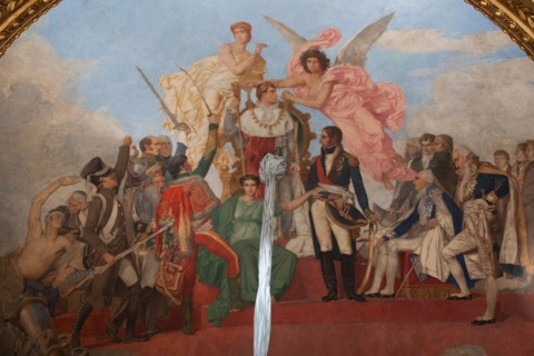 France, Ile de France, Paris 7e arrondissement, Hotel de Salm, rue de Lille, Grande Chancellerie de la Legion d'Honneur, Palais de la Legion d'Honneur, Musee, architecte Pierre Rousseau, plafond du sa...