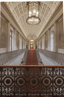 France, Ile de France, Paris 6e arrondissement, Palais du Luxembourg, Senat, grand escalier d'honneur, Napoleon 1er, lionnes et decors premier empire,
