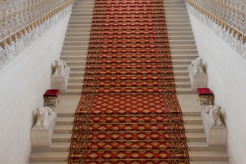 France, Ile de France, Paris 6e arrondissement, Palais du Luxembourg, Senat, grand escalier d'honneur, Napoleon 1er, lionnes et decors premier empire,