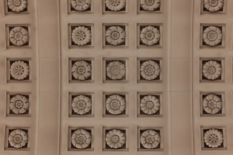 France, Ile de France, Paris 6e arrondissement, Palais du Luxembourg, Senat, plafond du grand escalier d'honneur, Napoleon 1er, plafond a caissons, detail,