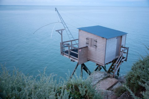 France, région Pays de la Loire, Loire Atlantique, Pornic, corniche, cabane de pêche, carrelet,