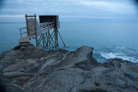France, région Pays de la Loire, Loire Atlantique, Pornic, corniche, cabane de pêche, carrelet,