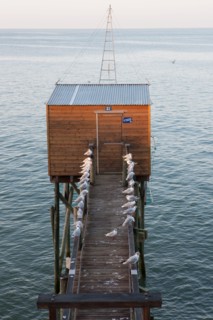 France, région Pays de la Loire, Loire Atlantique, Pornic, corniche, cabane de pêche, carrelet.