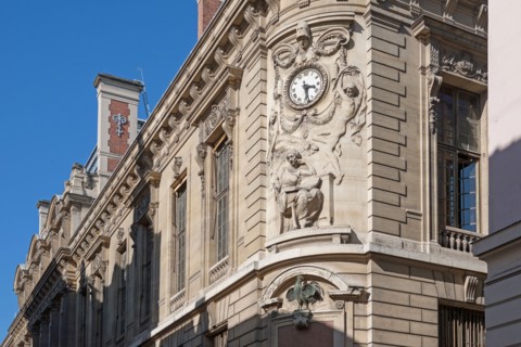 France, Région Ile de France, Paris 1er arrondissement, Rue de Richelieu, façade de la BNF