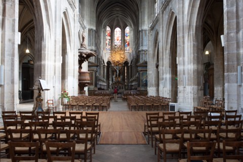 France, Région Ile de France, Paris 4e arrondissement, Rue Saint Martin, église Saint Merri, nef et
