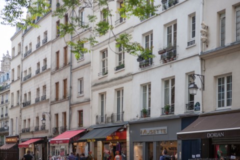 France, Région Ile de France, Paris 4e arrondissement, le Marais, Rue Saint Martin, façades