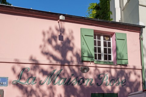 France, Région Ile de France, Paris 18e arrondissement, Montmartre, Rue des Saules, la maison rose,