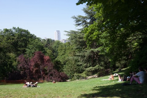 France, Région Ile de France, Paris 19e arrondissement, Parc des Buttes Chaumont, jardin, Ville de