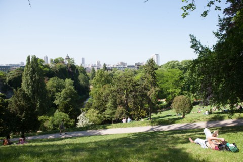 France, Région Ile de France, Paris 19e arrondissement, Parc des Buttes Chaumont, jardin, Ville de